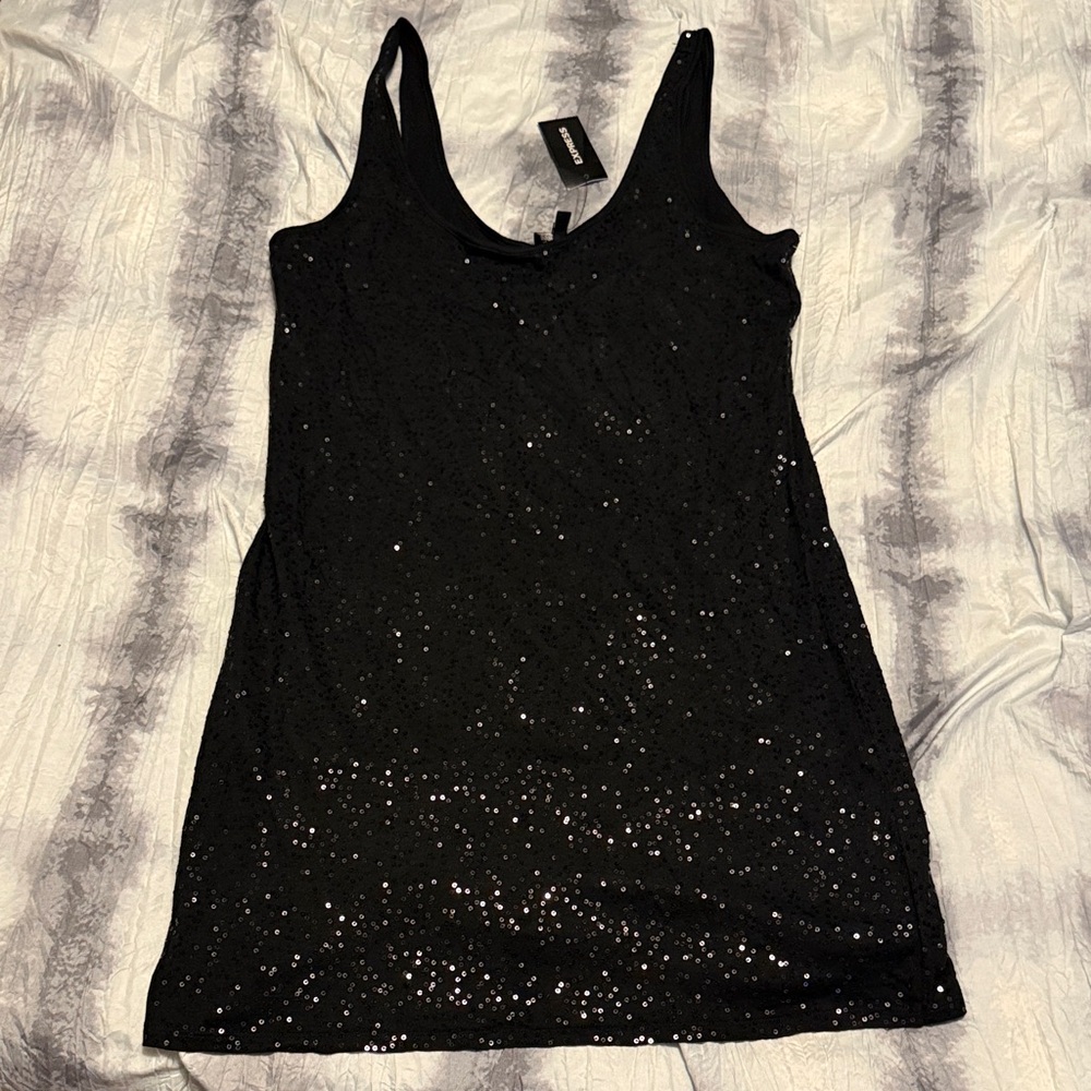 Black Sequin Mini Dress
